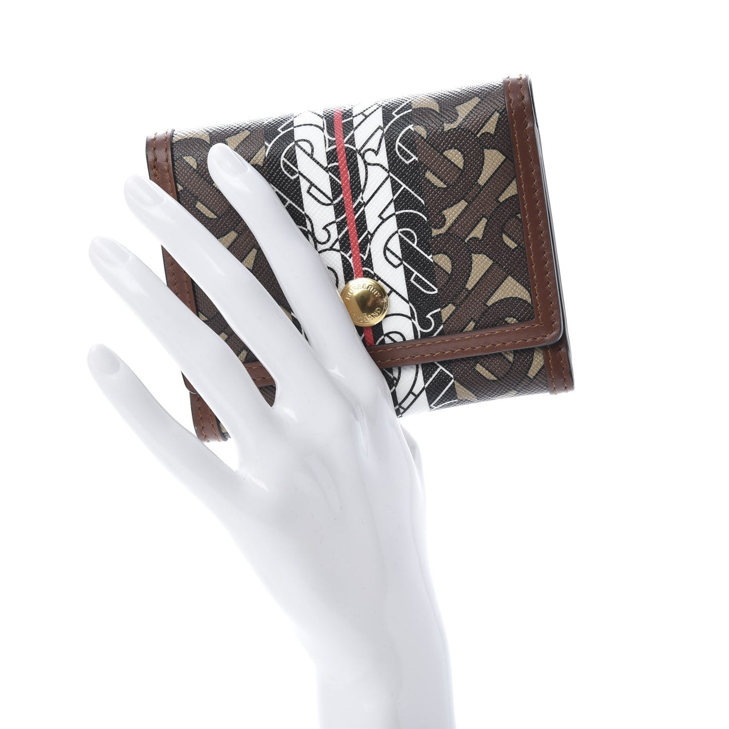 E-Canvas Monogram Stripe Small Lancaster Folding Wallet Bridle Brown