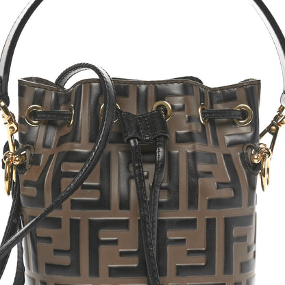 Fendi Vitello Liberty F is Fendi Bi-Color FF 1974 Embossed Mini Mon Tresor Bucket Bag Maya Black 5 of 11