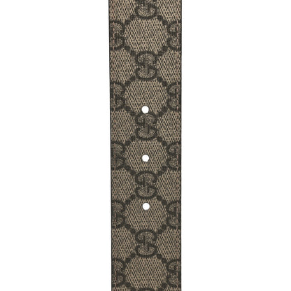 Gucci GG Supreme Monogram Plutone Calfskin Double G Reversible 37mm Belt 120 48 Beige Ebony New Acero 5 of 5