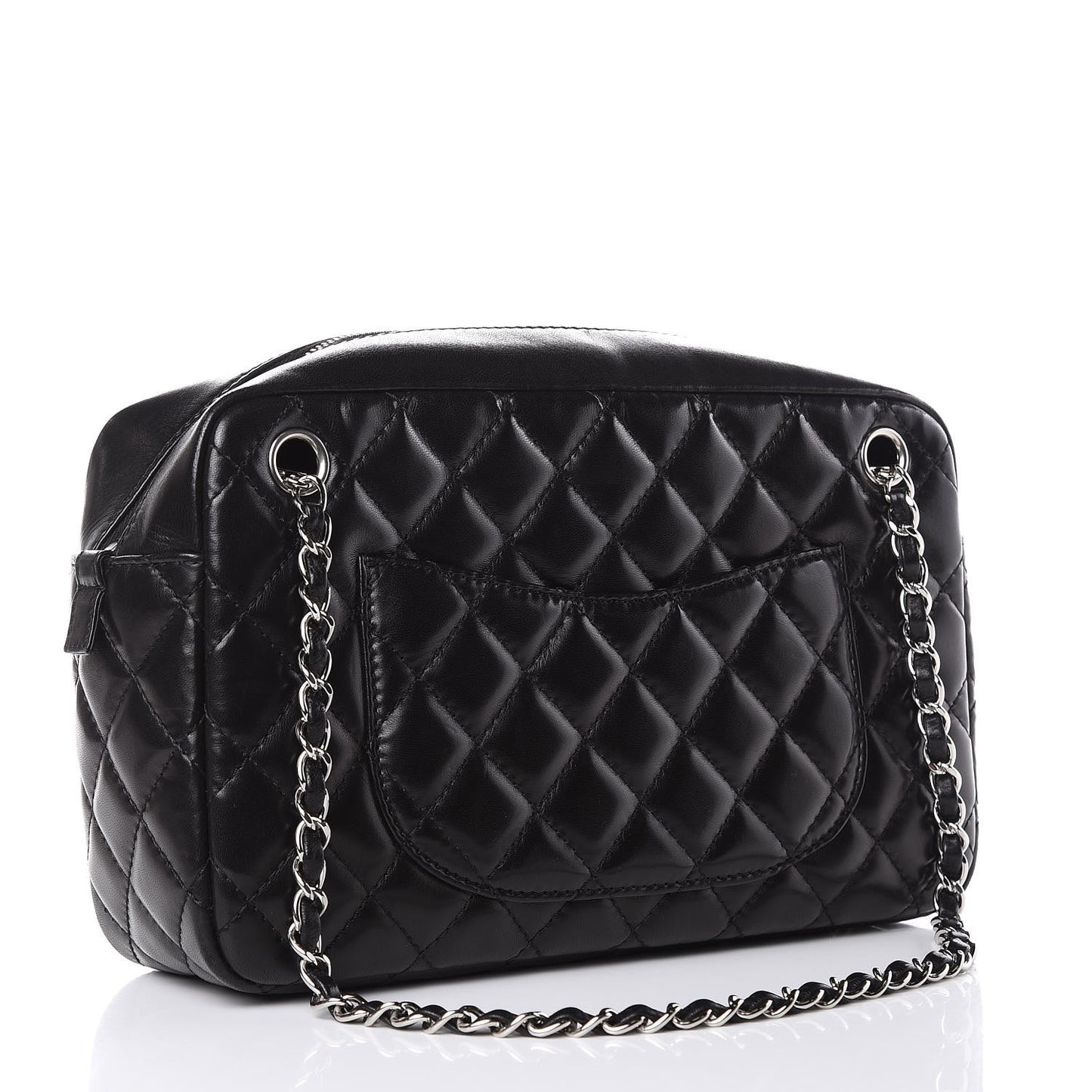 Lambskin Quilted Medium Camera Case Black