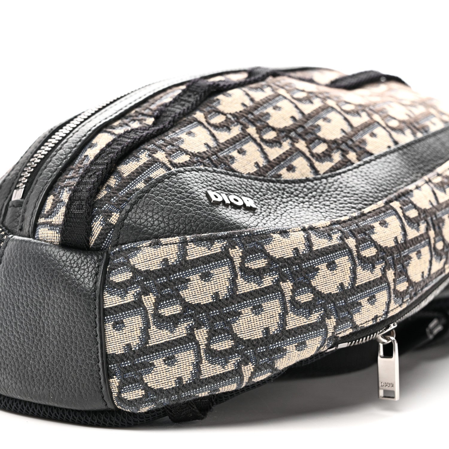 Christian Dior Grained Calfskin Oblique Scarab Sling Bag Blue Black 9 of 9