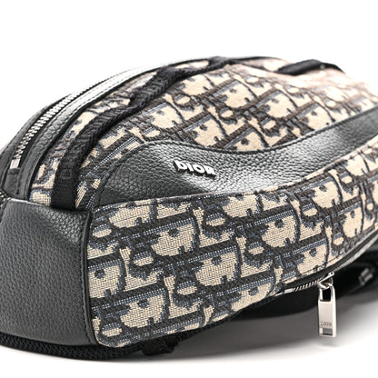 Christian Dior Grained Calfskin Oblique Scarab Sling Bag Blue Black 9 of 9
