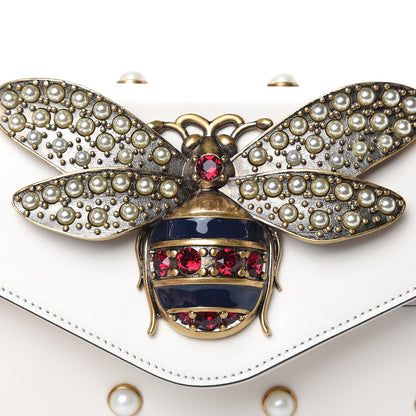 Gucci Nappa Pearl Studded Mini Queen Margaret Broadway Shoulder Bag Mystic White 8 of 9