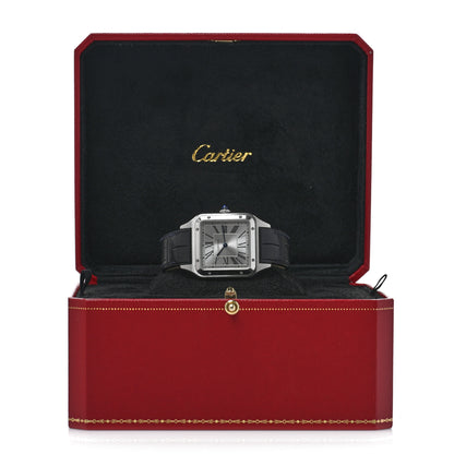 Cartier Stainless Steel Alligator 31.4mm Santos Dumont Quartz Watch Blue 5 of 5