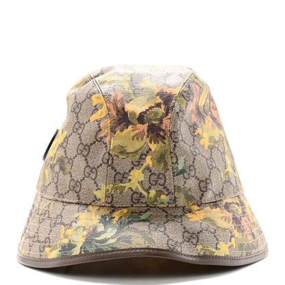 Gucci GG Supreme Monogram Azalea Calfskin Dusty Carnation Retro Interlocking G Bucket Hat Beige Ebony Multicolor 4 of 12