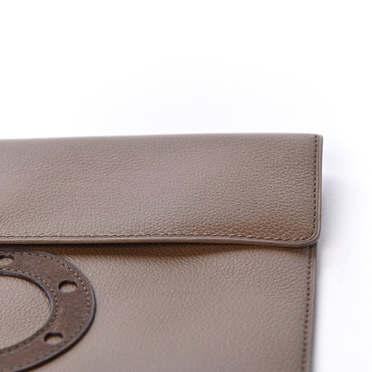 Delvaux Grained Calfskin D Flat Clutch Brown 9 of 12