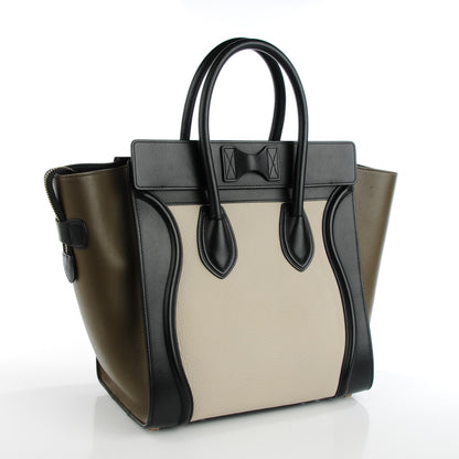 Celine Textured Calfskin Mini Tri-Color Luggage Olive 2 of 8