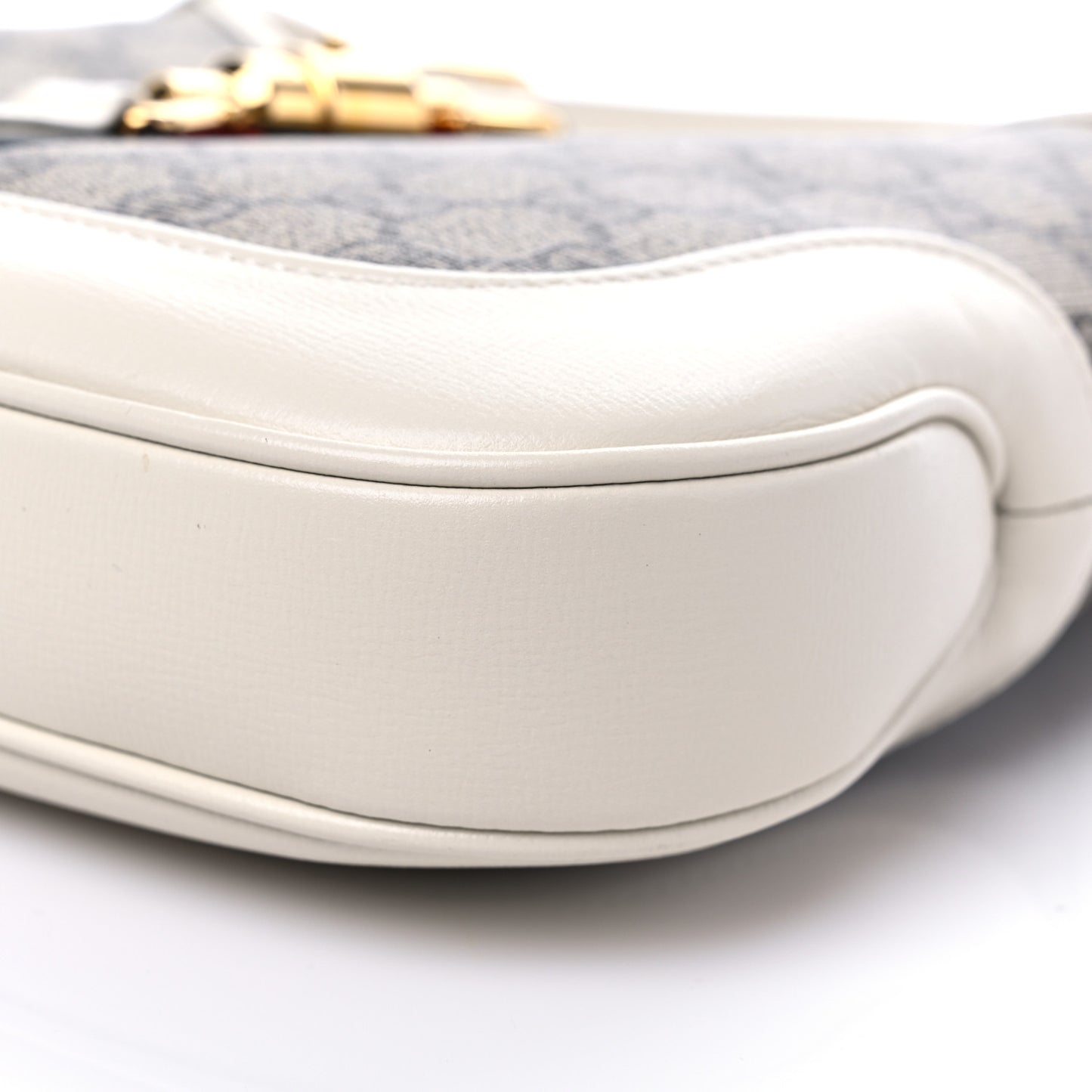 GG Supreme Monogram Azalea Calfskin Web Small Jackie 1961 Hobo Beige Ebony Mystic White