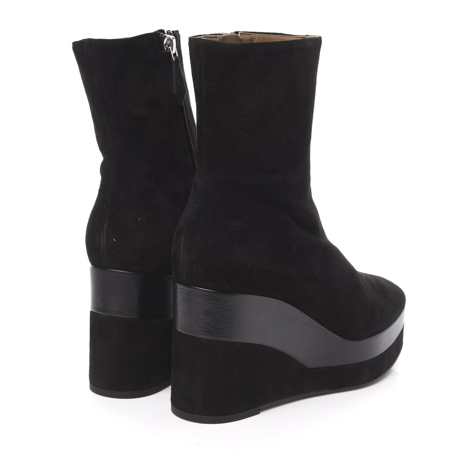 Suede Goatskin Womens Wedge Boot 39 Black