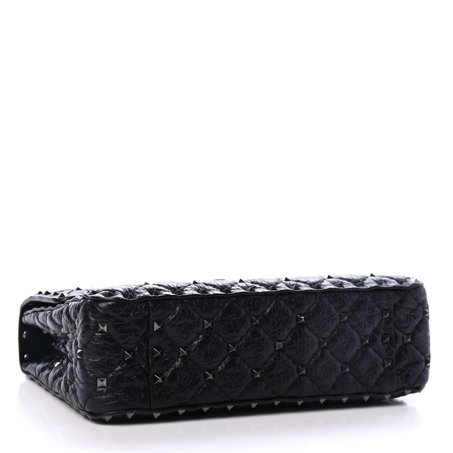 Valentino Garavani Craquele Nappa Medium Rockstud Spike Shoulder Bag Black 3 of 4