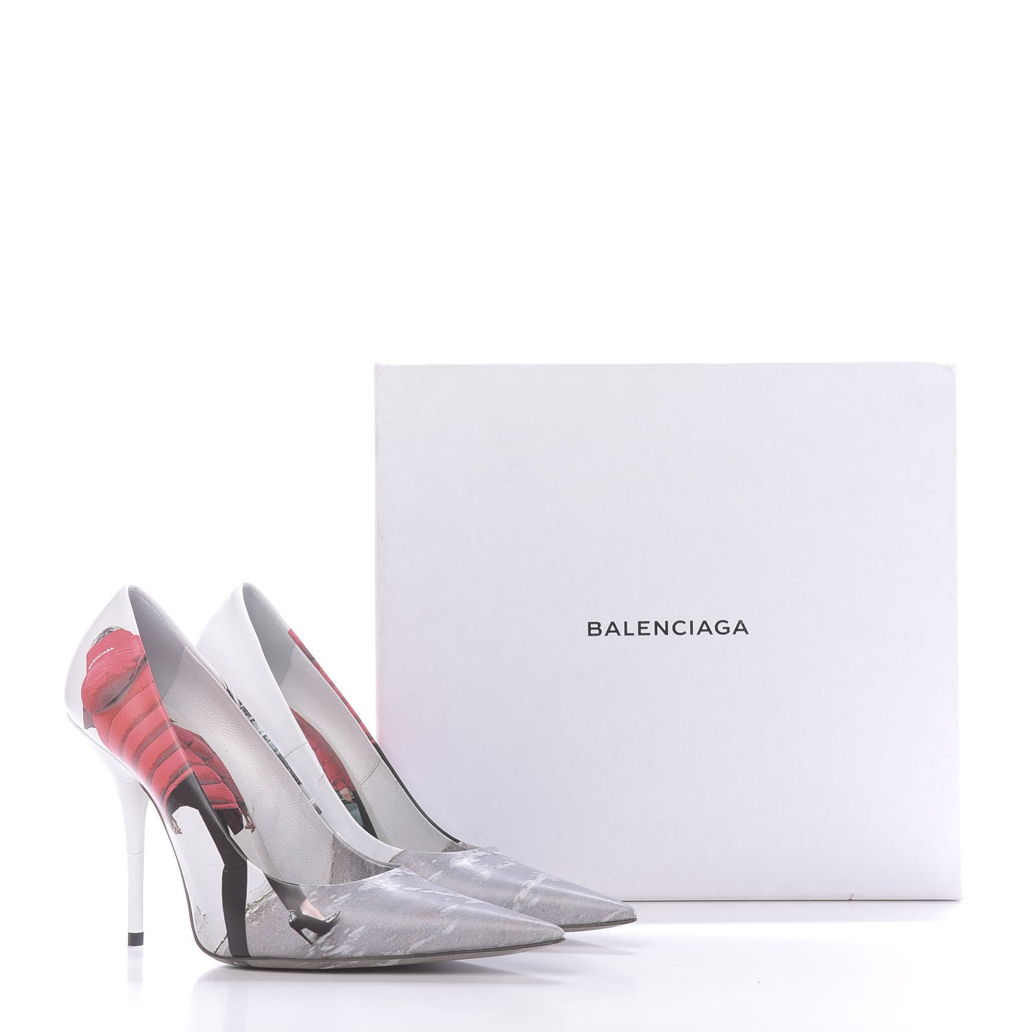Balenciaga Calfskin Campaign Pump 38 Gris Rouge 10 of 10