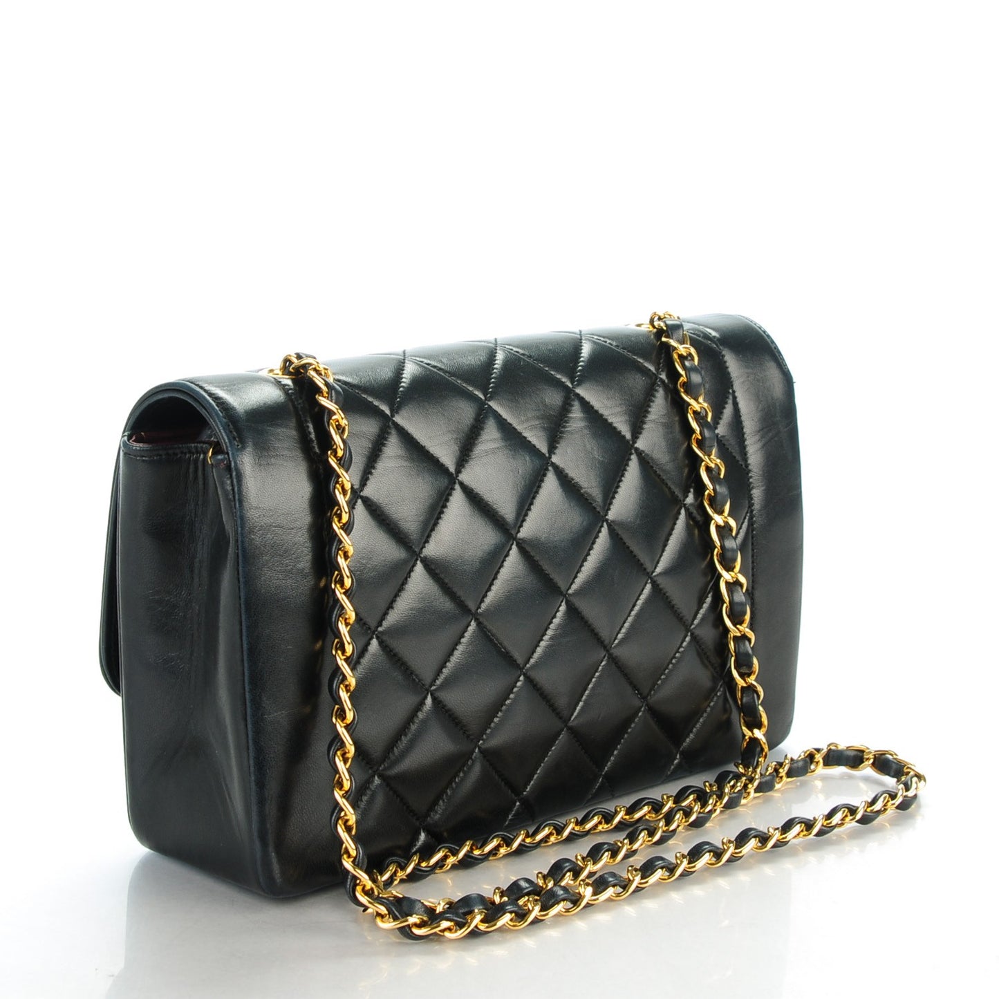 Lambskin Quilted Medium Single Flap Black