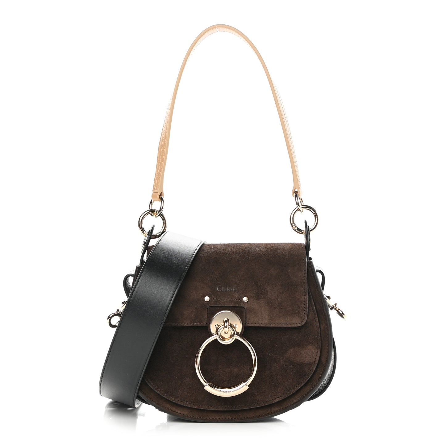 Calfskin Suede Small Tess Bag Chocolate Brown