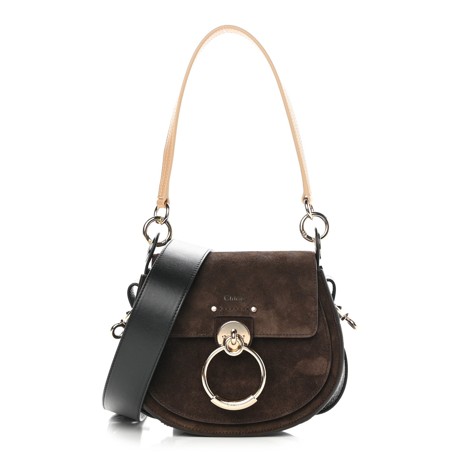 Chloe Calfskin Suede Small Tess Bag Chocolate Brown 1 of 14