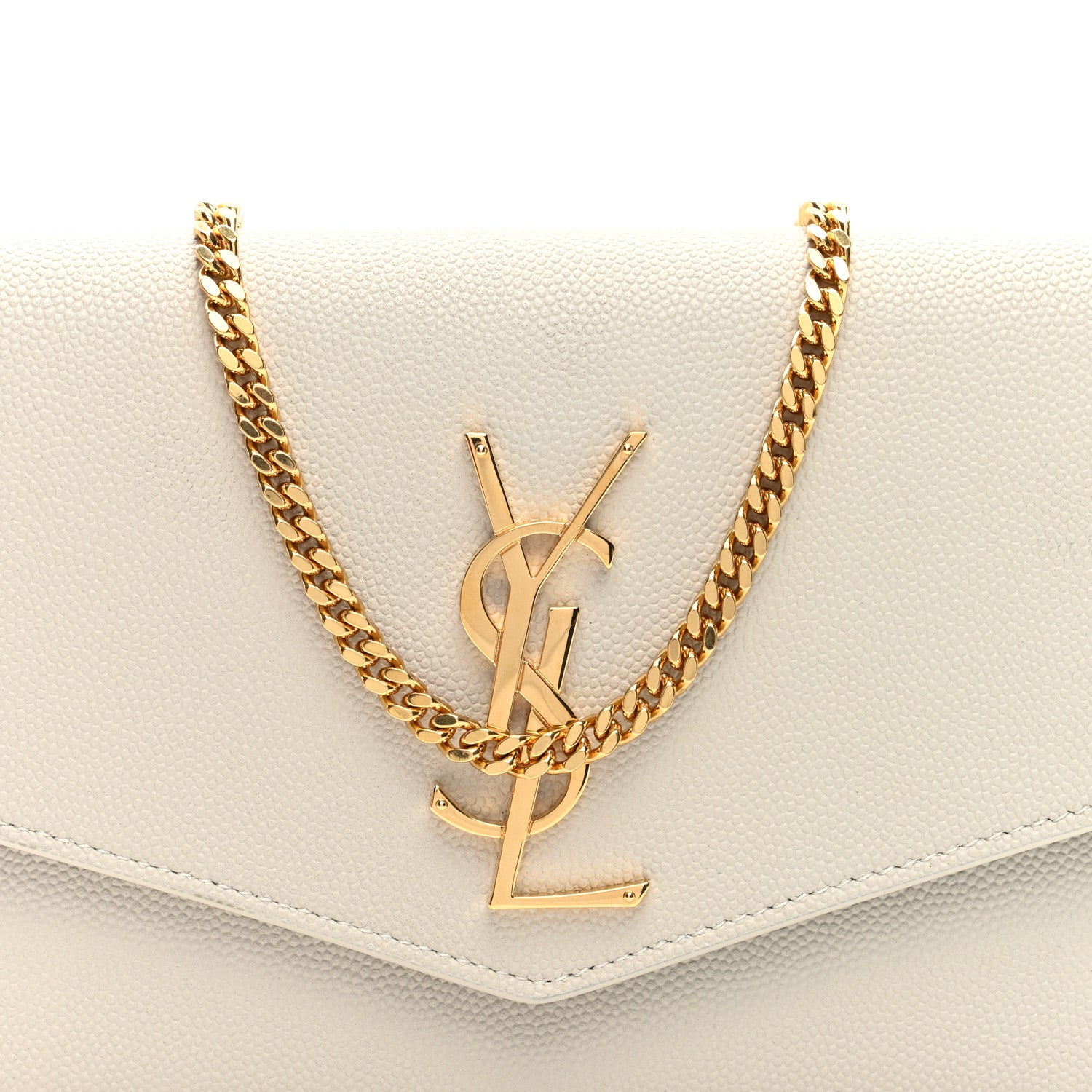 Saint Laurent Grain De Poudre Monogram Uptown Chain Wallet Crema Soft 8 of 10