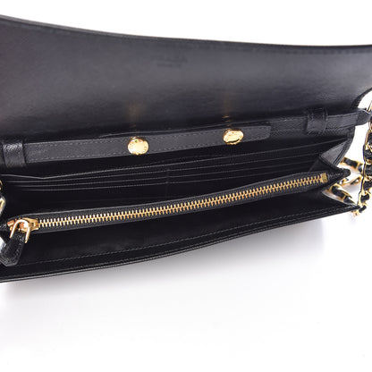 Prada Saffiano Metal Oro Chain Wallet Black 5 of 11
