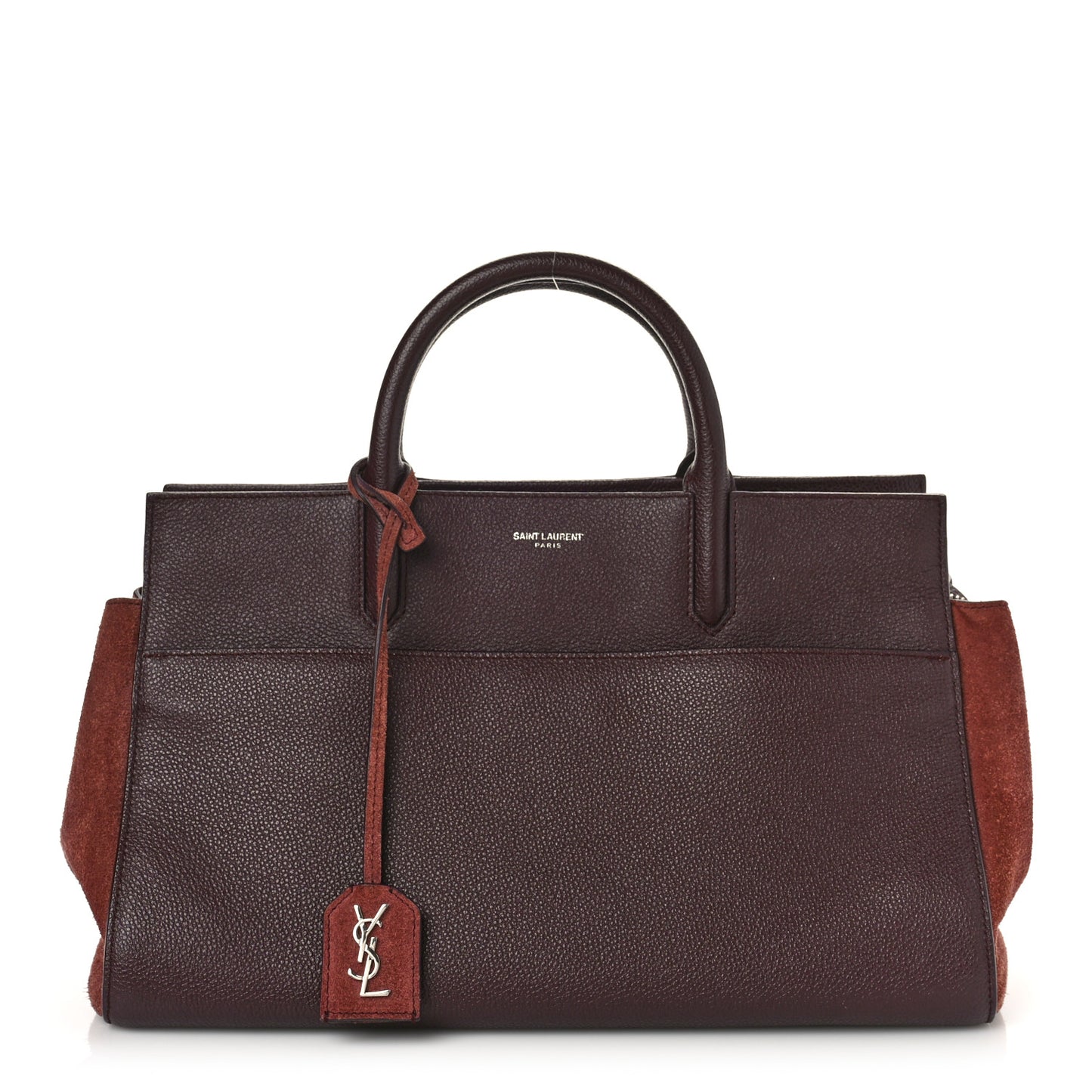 Grained Calfskin Suede Small Cabas Rive Gauche Amaranto