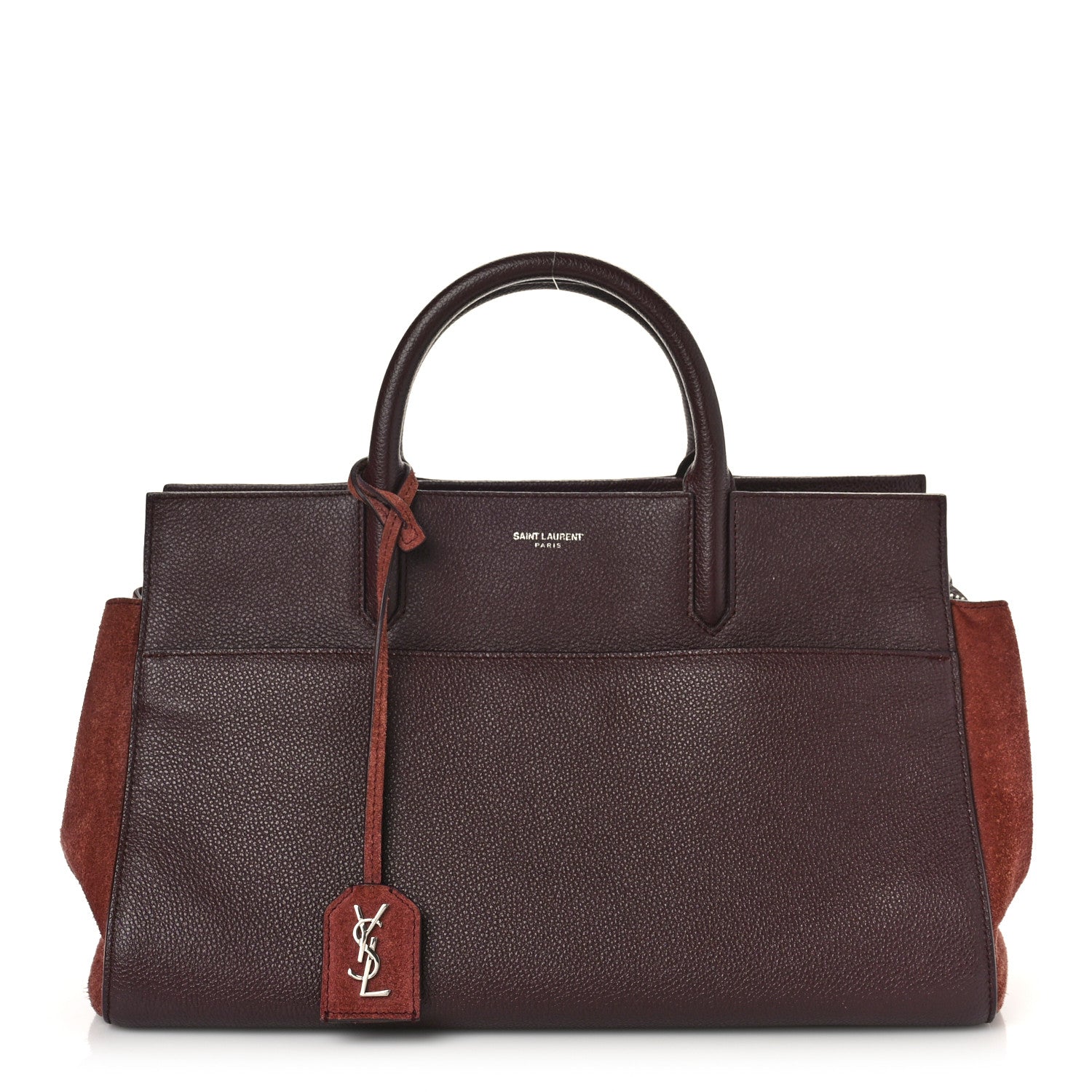 Saint Laurent Grained Calfskin Suede Small Cabas Rive Gauche Amaranto 1 of 8