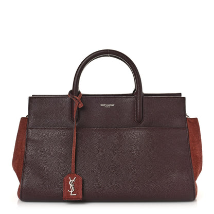 Saint Laurent Grained Calfskin Suede Small Cabas Rive Gauche Amaranto 1 of 8