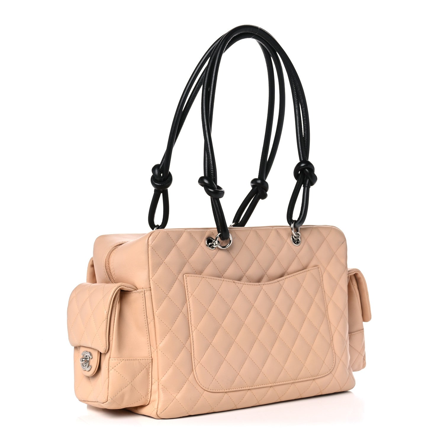 Chanel Calfskin Quilted Large Cambon Multipocket Reporter Beige Black 3 of 17