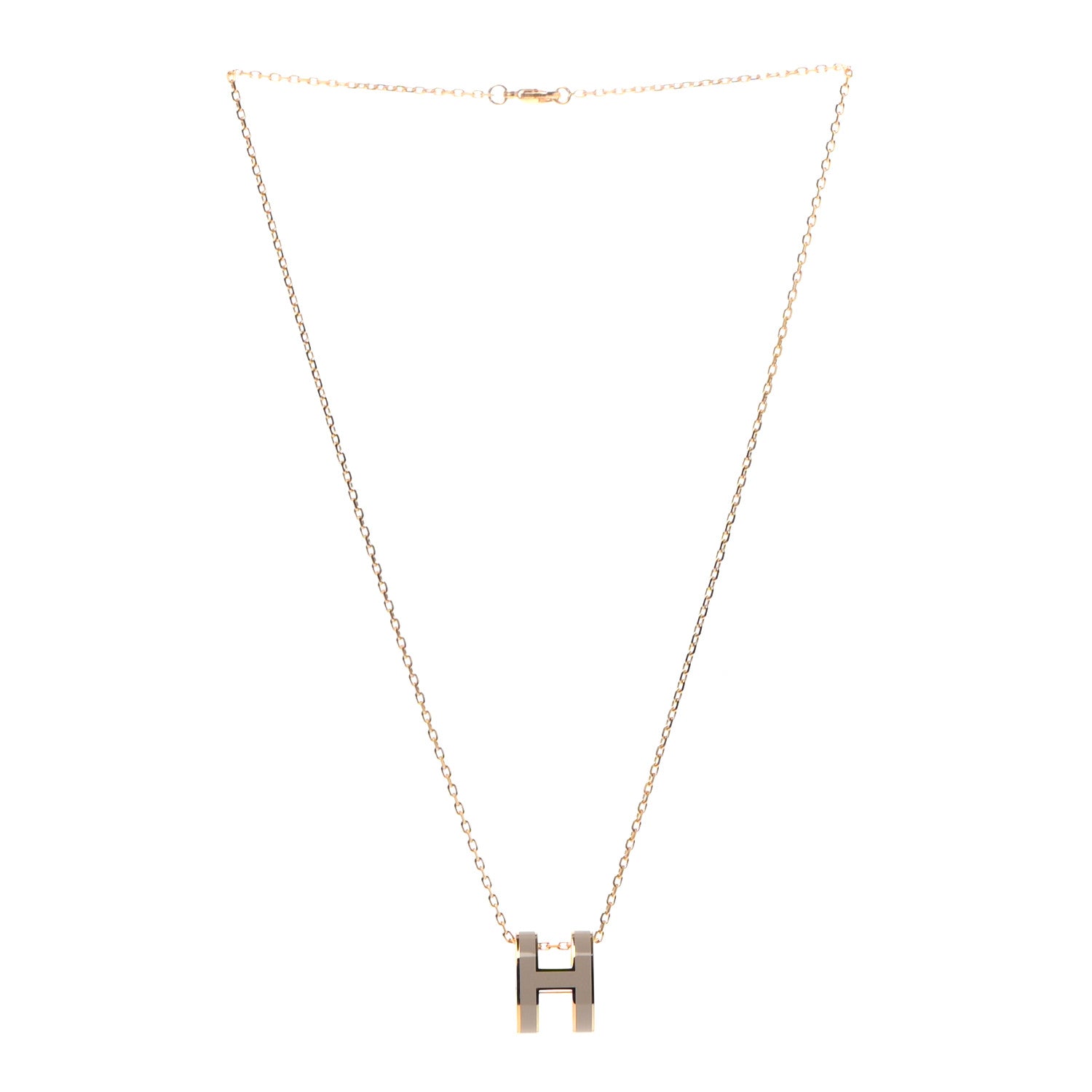 Hermes Lacquered Gold Pop H Pendant Necklace Marron Glace 3 of 6