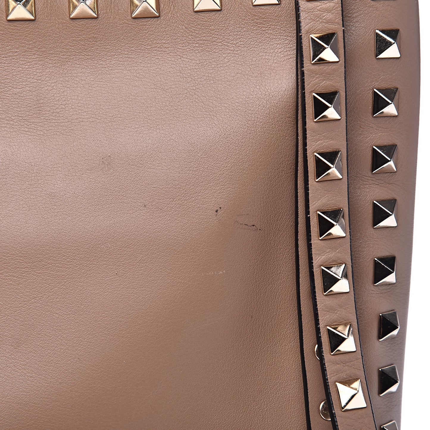 Vitello Large Rockstud Zip Wristlet Pouch Poudre