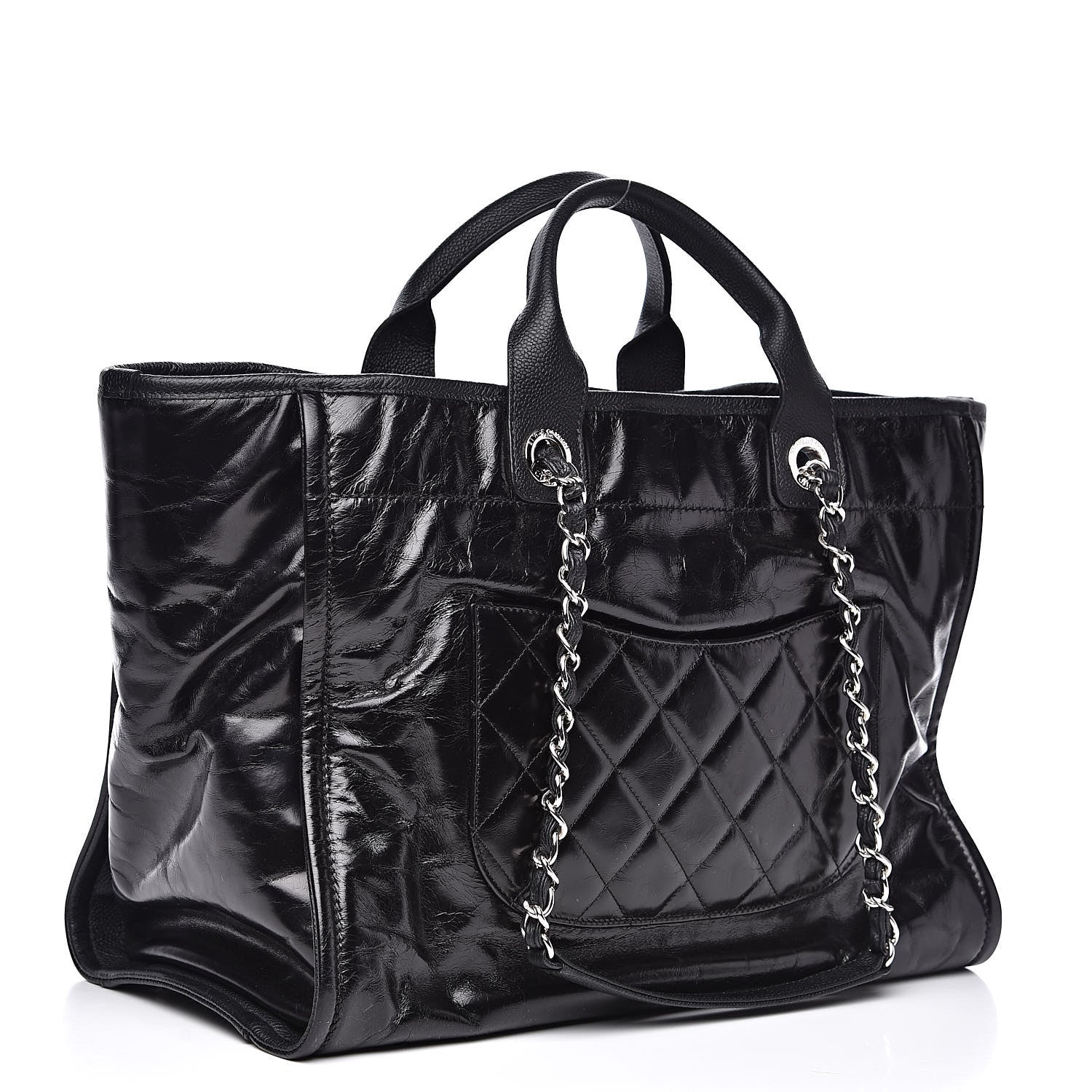Chanel Glazed Calfskin Large Deauville Tote Black 3 of 11