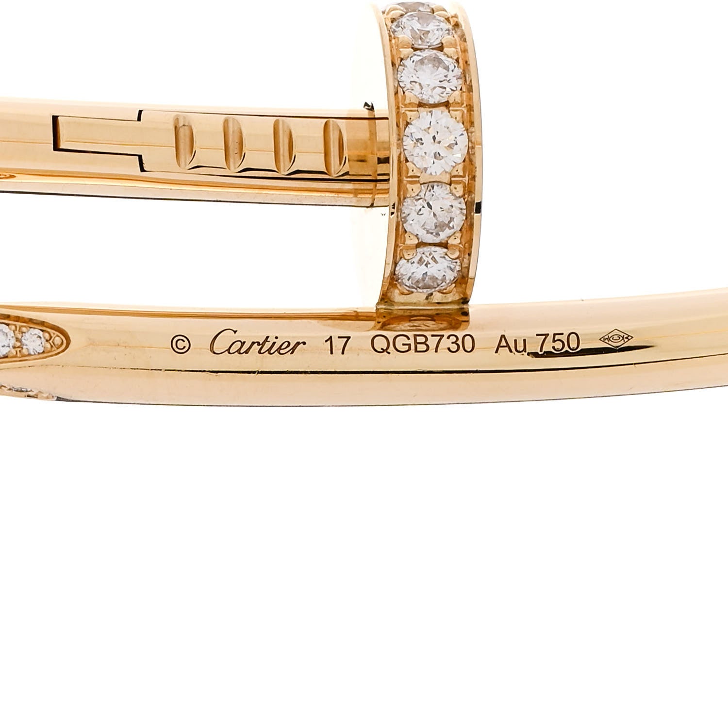 Cartier 18K Yellow Gold Diamond Juste Un Clou Bracelet 17 4 of 4