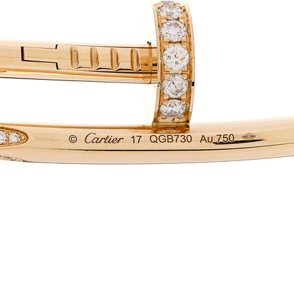 Cartier 18K Yellow Gold Diamond Juste Un Clou Bracelet 17 4 of 4