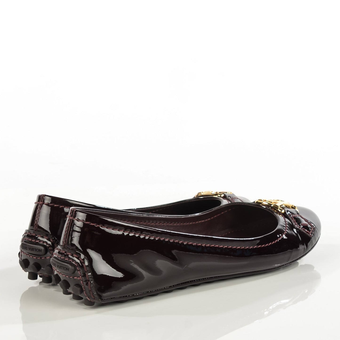 Patent Calfskin Oxford Ballerina Flats 38 Amarante
