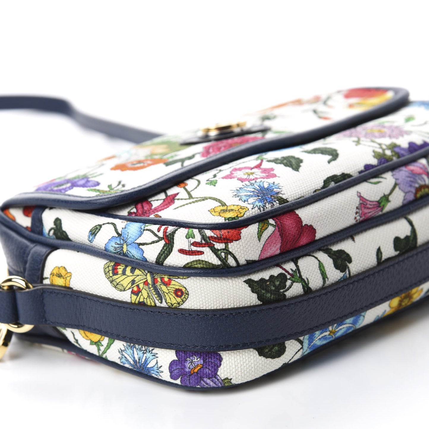 Canvas Flora Floral Shoulder Bag White Blue Agata Mulitcolor