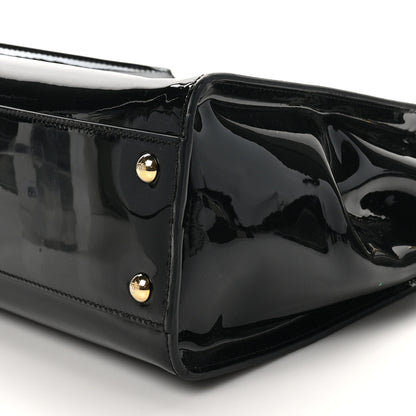 Fendi Patent Glazed Fabric FF 1974 Medium Peekaboo Iconic Defender Satchel Mogano Panna Black 11 of 11