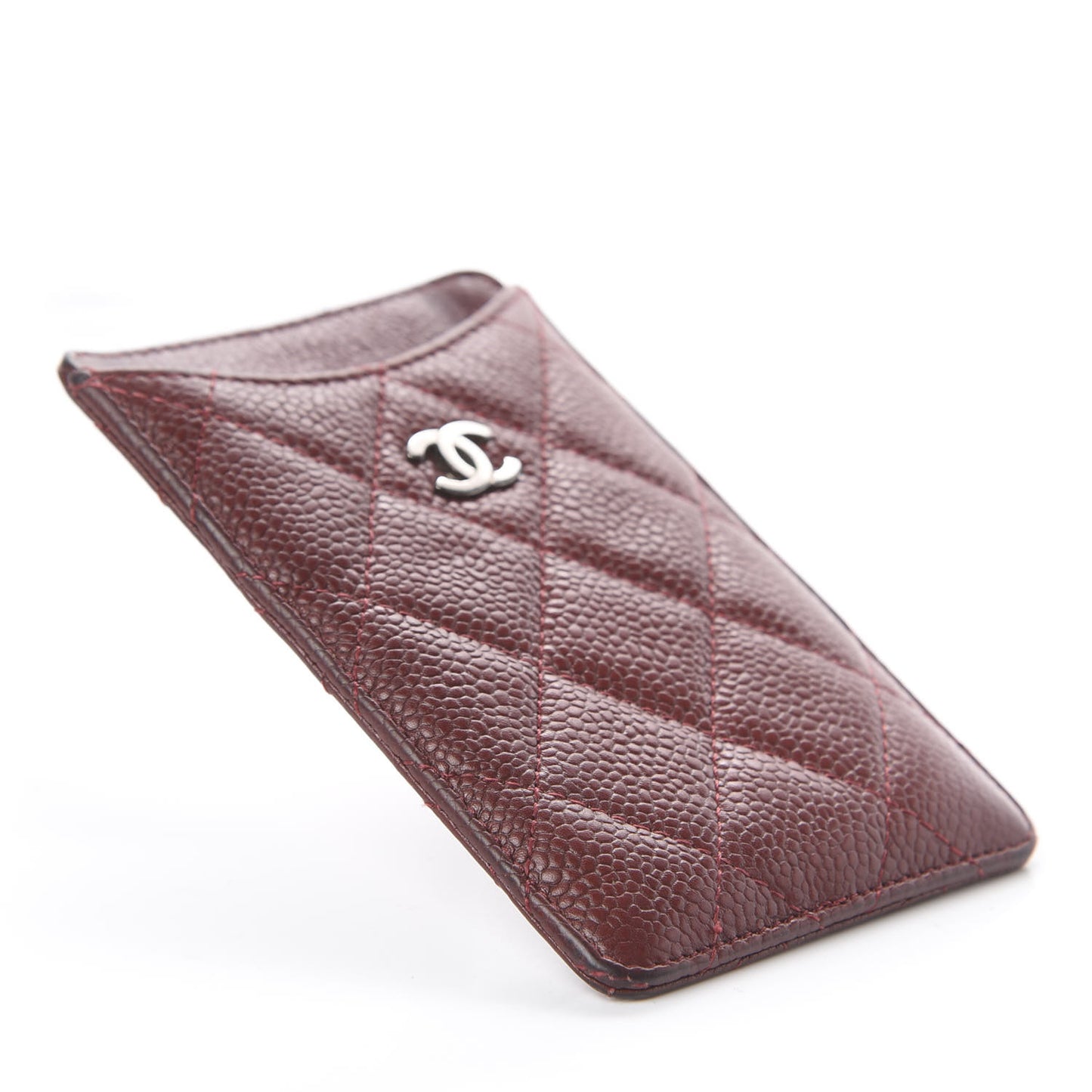 Caviar Quilted iPhone Case Dark Red