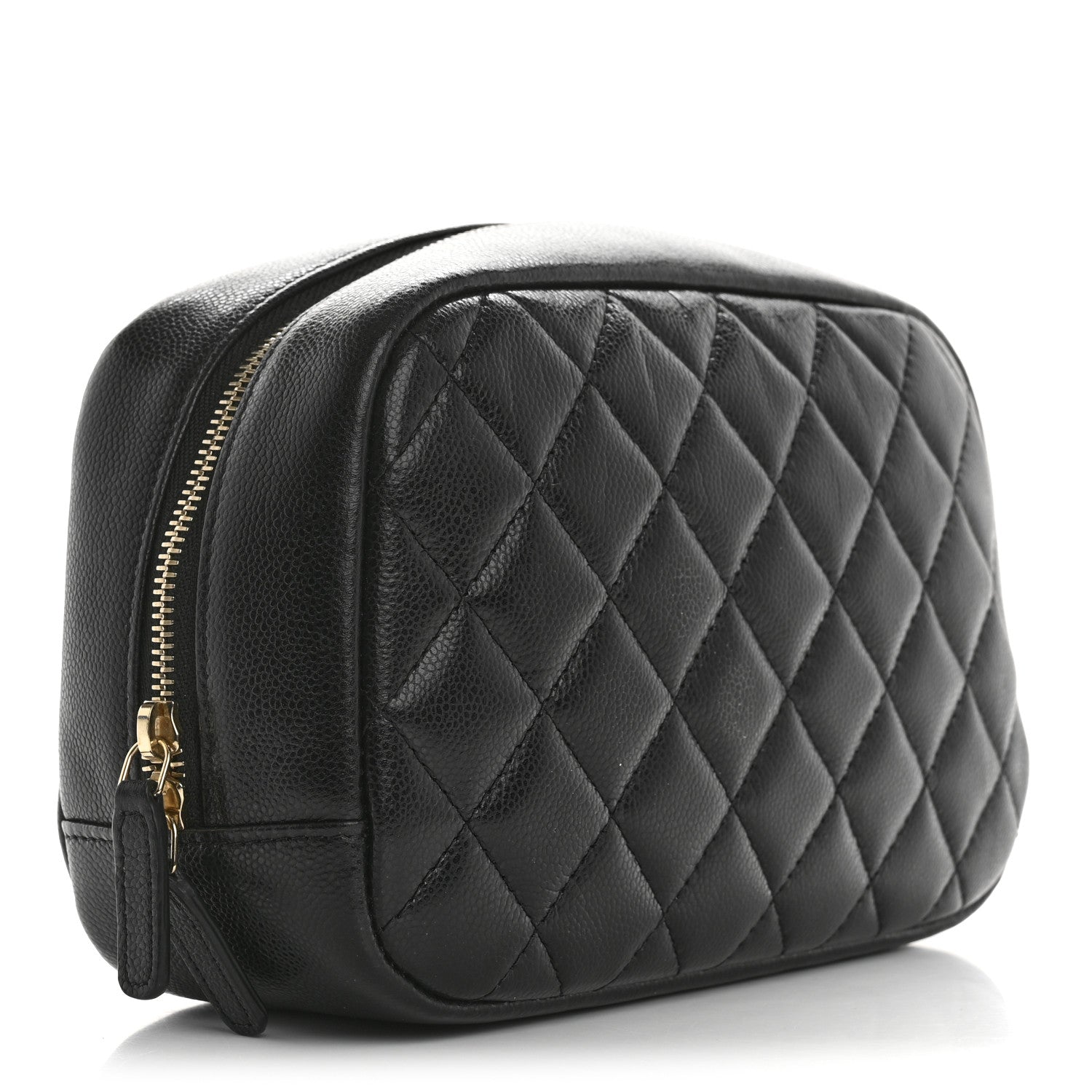 Chanel Caviar Quilted Medium Curvy Pouch Cosmetic Case Black 3 of 9