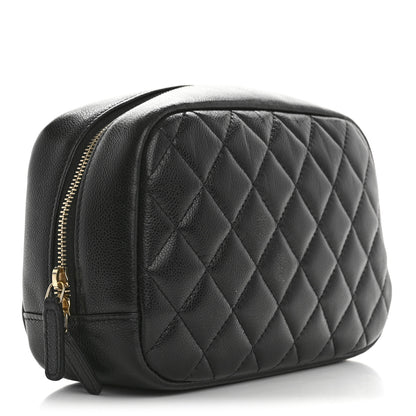 Chanel Caviar Quilted Medium Curvy Pouch Cosmetic Case Black 3 of 9