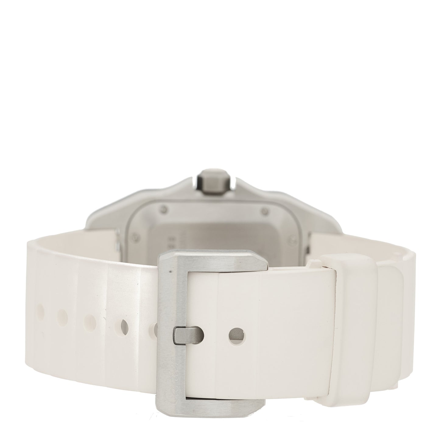 Stainless Steel Rubber 33mm Santos 100 Automatic Watch White
