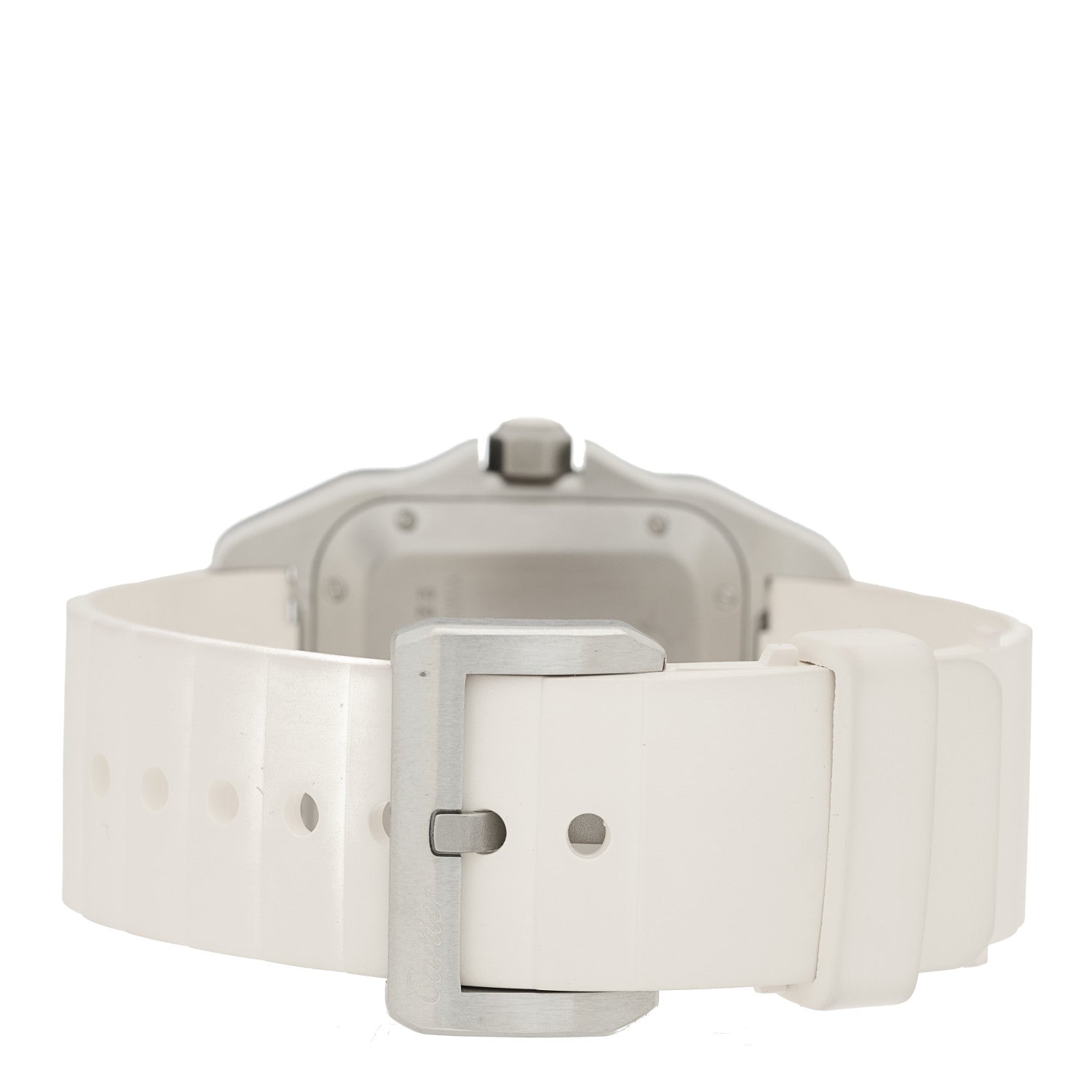 Cartier Stainless Steel Rubber 33mm Santos 100 Automatic Watch White 3 of 4