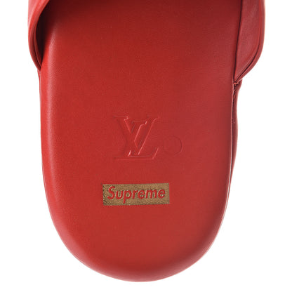 Louis Vuitton X SUPREME Lambskin Mens Hugh Slippers 9 Rouge 6 of 7