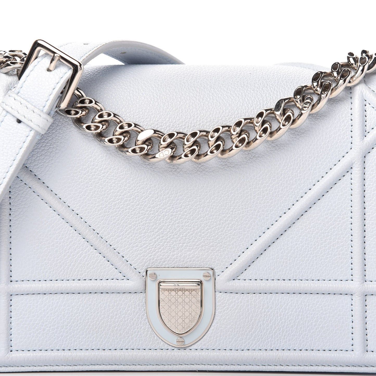 Grained Calfskin Small Diorama Flap Bag Sky Light