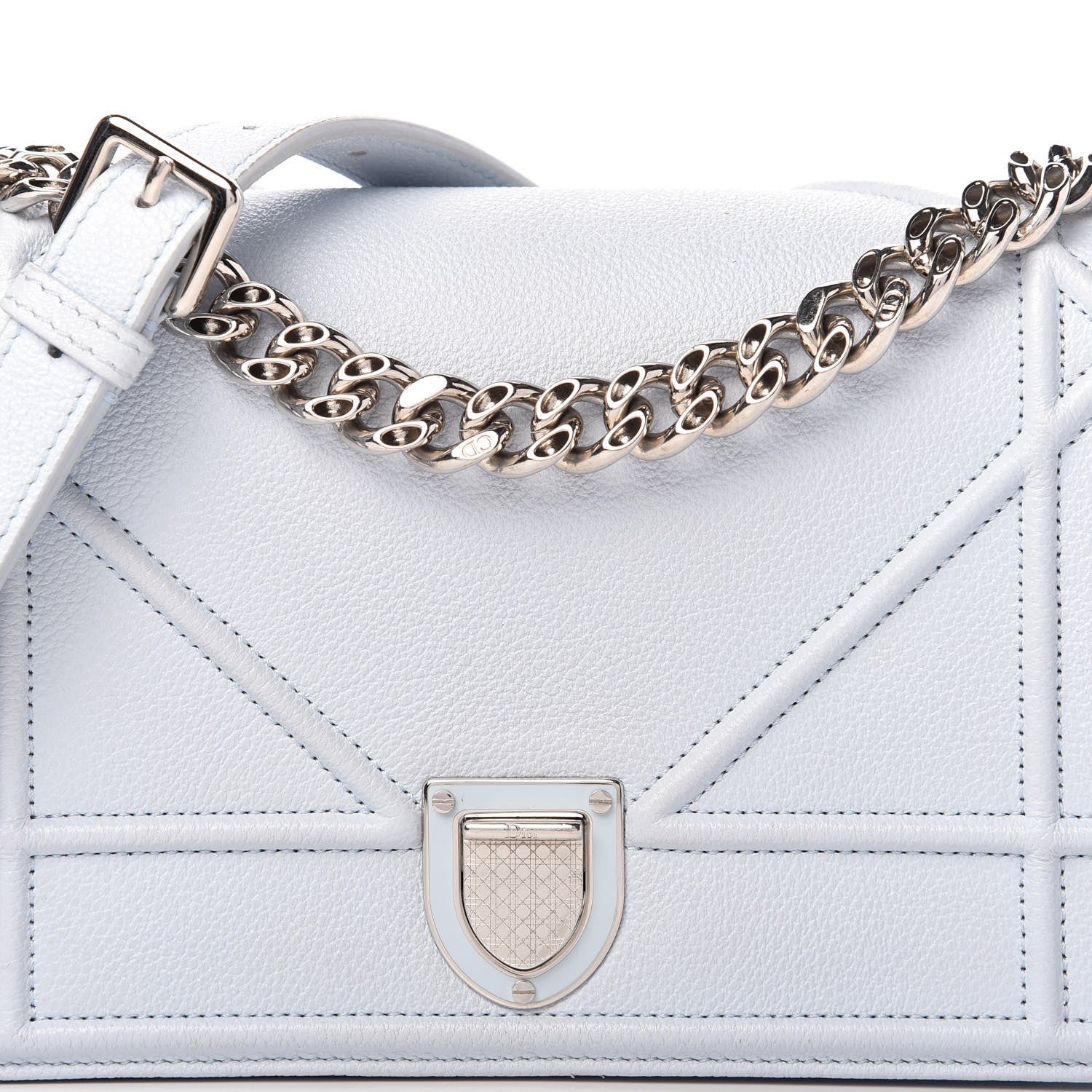 Christian Dior Grained Calfskin Small Diorama Flap Bag Sky Light 10 of 12