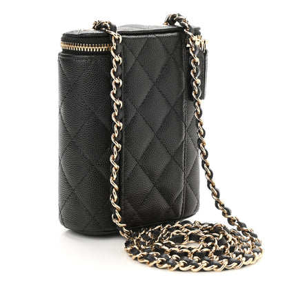 Chanel Caviar Quilted Small Vertical Coco Beauty Vanity Case With Chain Black 3 of 11