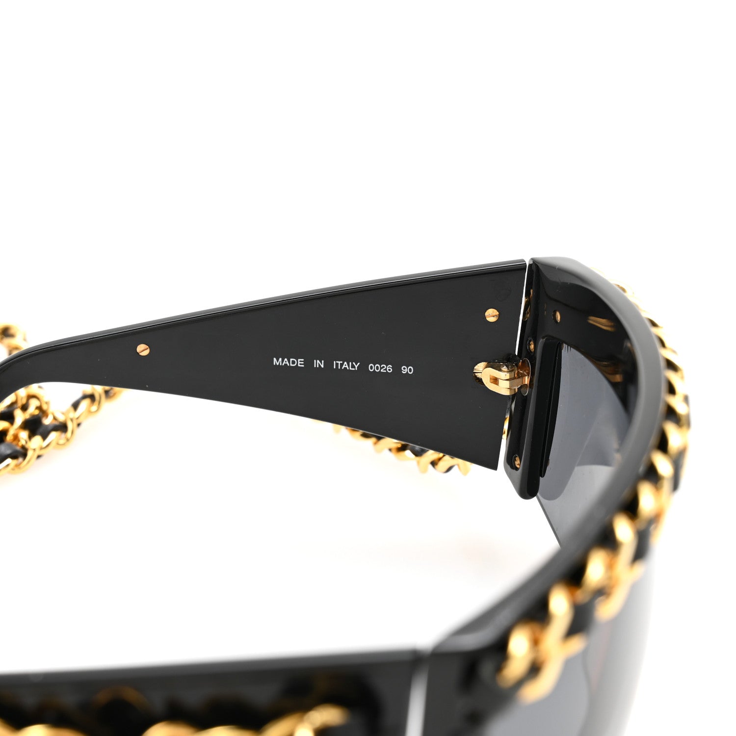 Chanel Acetate Metal Calfskin Chain Sunglasses 0026 Black 5 of 6