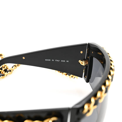 Chanel Acetate Metal Calfskin Chain Sunglasses 0026 Black 5 of 6