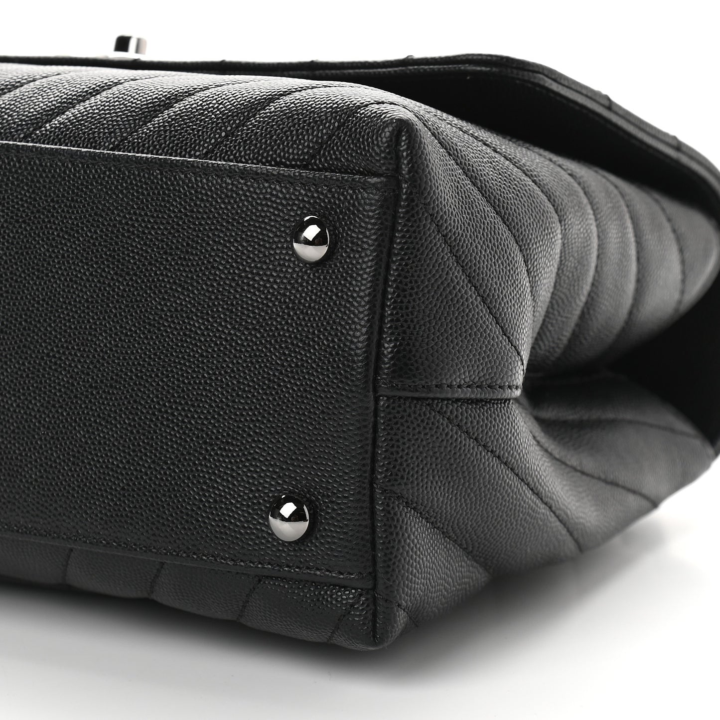 Caviar Chevron Quilted Small Coco Handle Flap Black