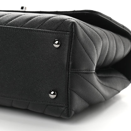 Chanel Caviar Chevron Quilted Small Coco Handle Flap Black 9 of 9