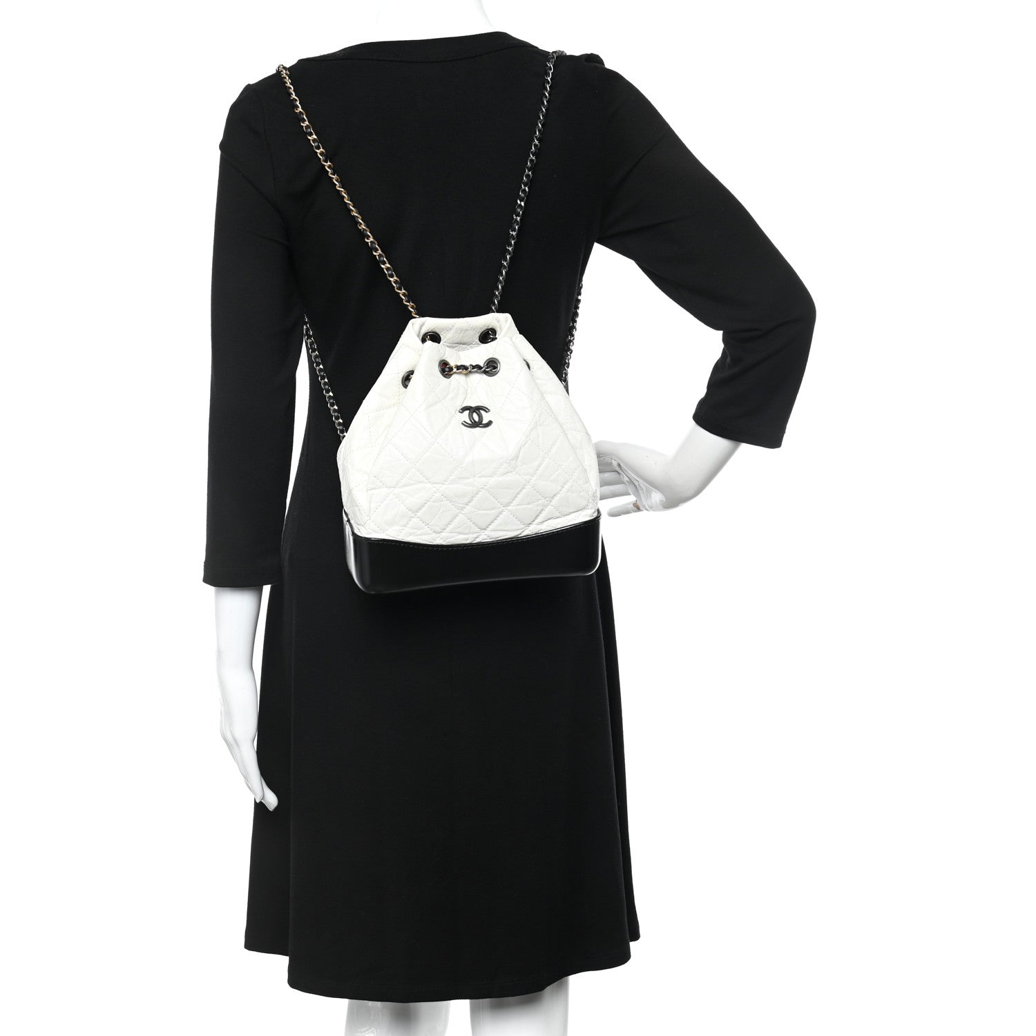 Chanel Aged Calfskin Quilted Small Gabrielle Backpack Black White 2 of 10