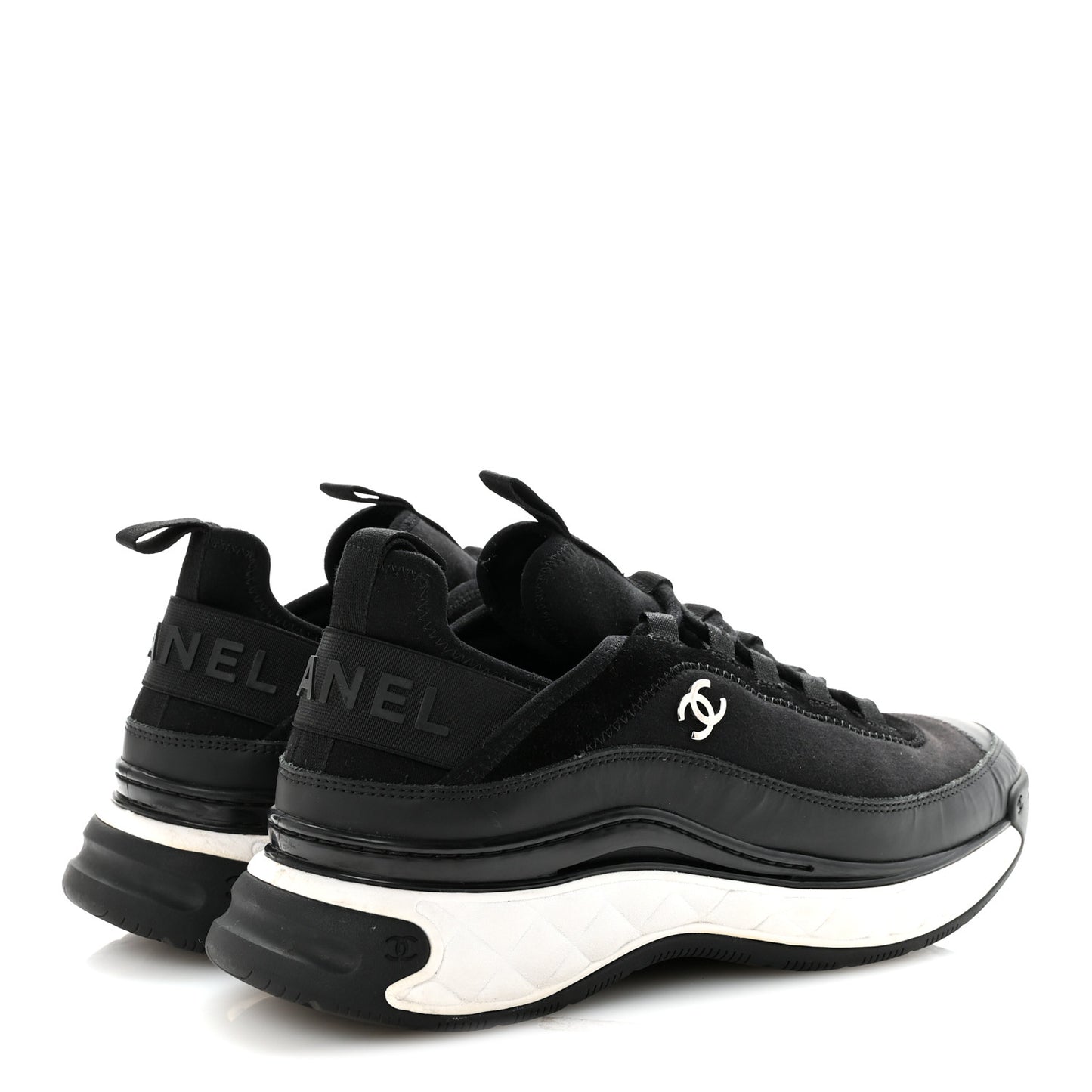 Velvet Calfskin Mixed Fibers Mens CC Sneakers 41 Black