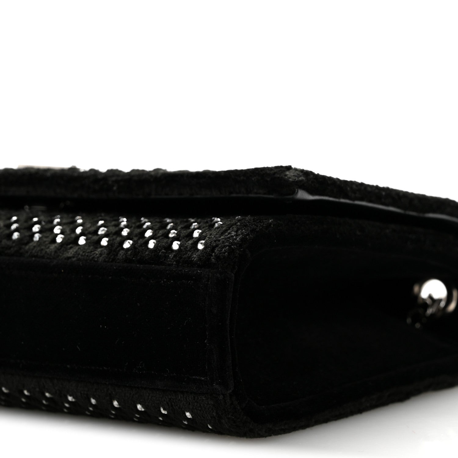 Saint Laurent Velvet Crystal Studded Monogram Small Kate Satchel Black 10 of 13