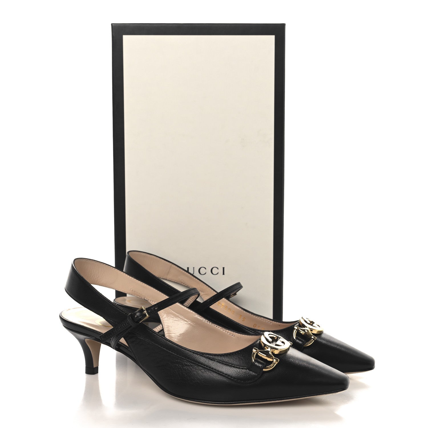 Gucci Malaga Kid Zumi Low Heel Slingback Pumps 35 Black 11 of 11