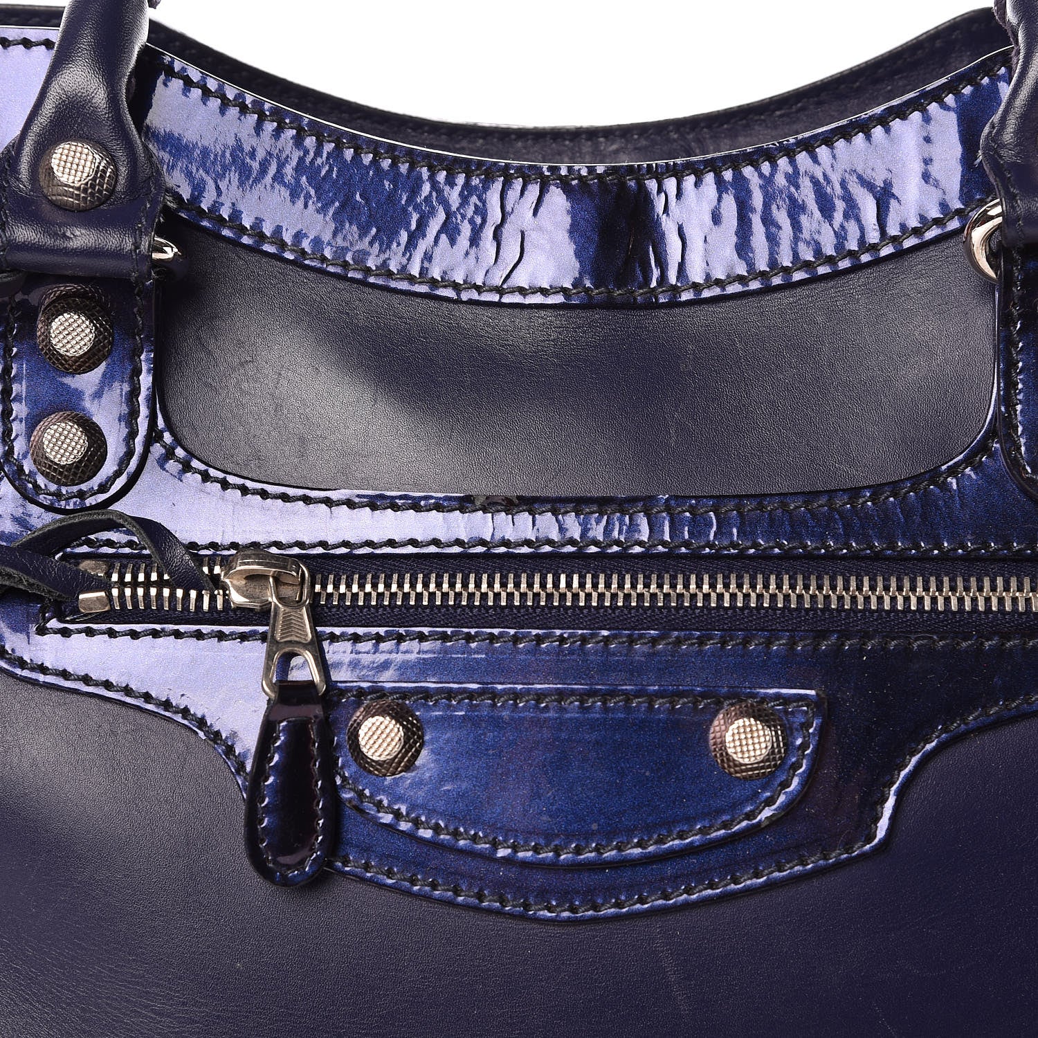 Balenciaga Smooth Calfskin Metallic Patent Giant 12 Silver Hardware City Ultraviolet 12 of 22
